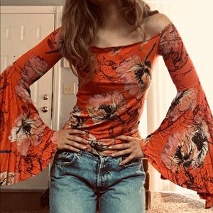 Fun floral off shoulder top